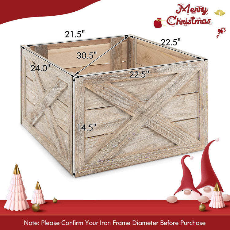 24 Inch Wooden Tree Collar Box with Hook and Loop Fasteners