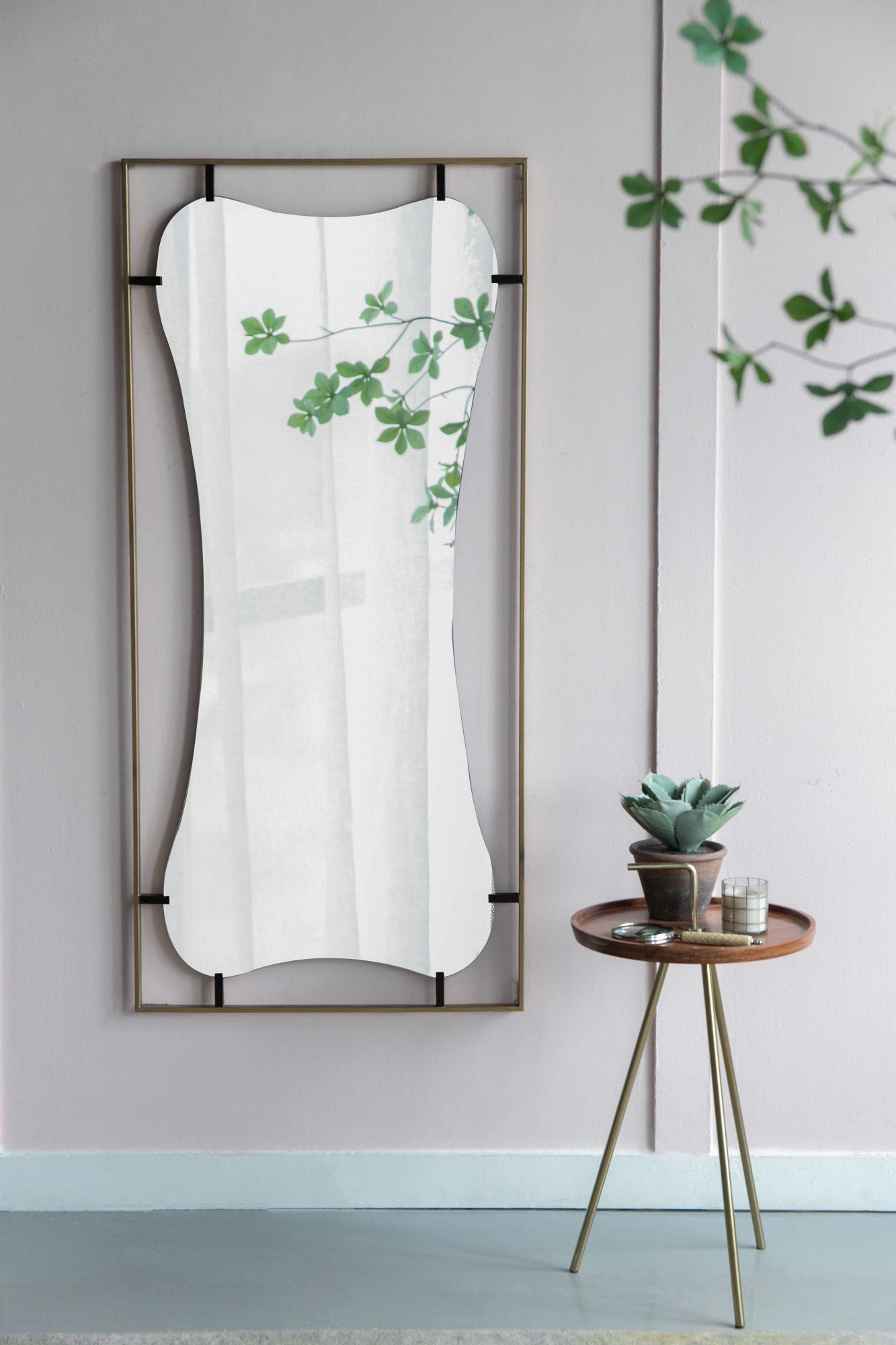 28x1.5x60" Poppy Mirror with Gold Metal Frame