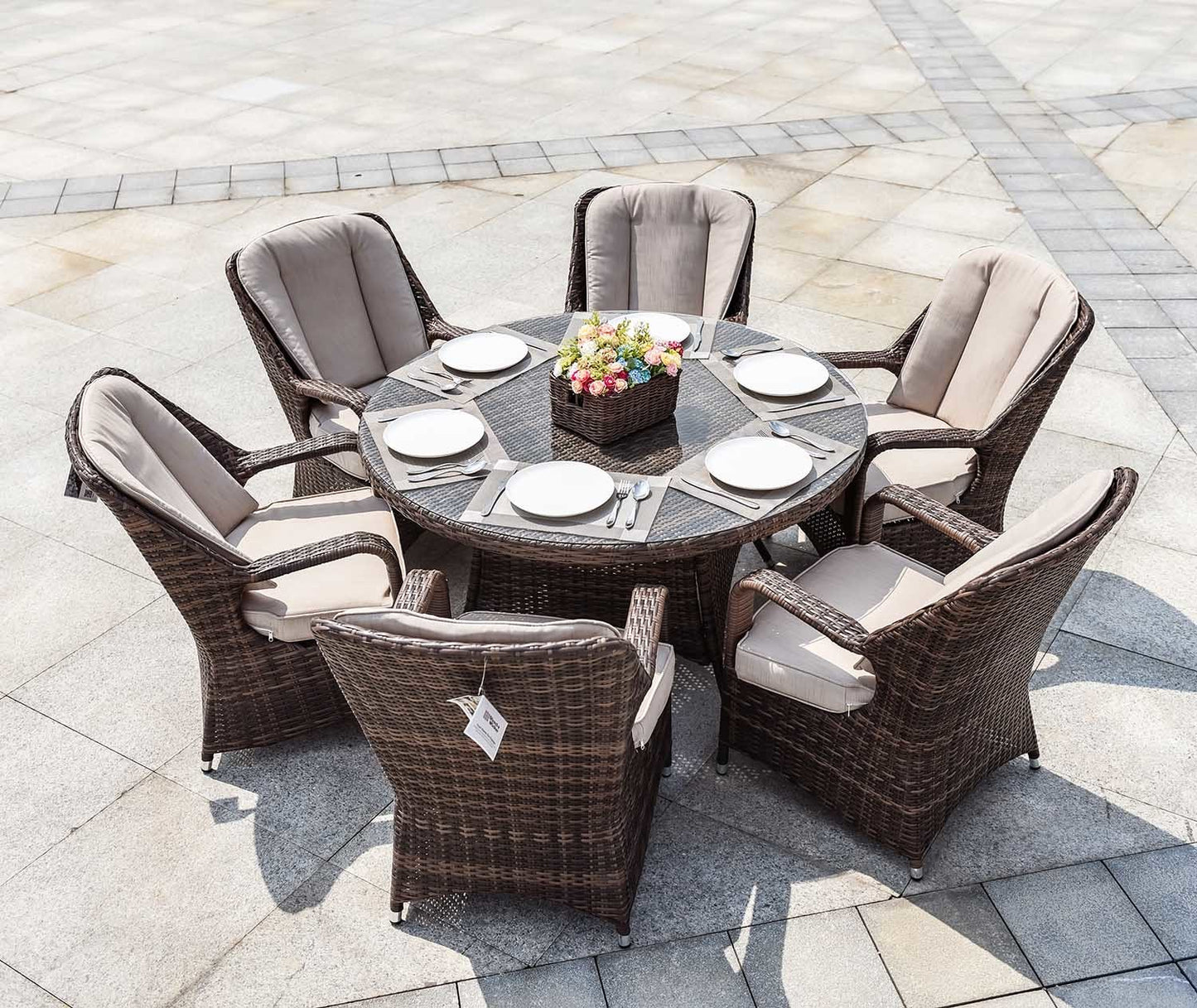 Direct Wicker Cinderella Patio Wicker 7 Piece Round Outdoor Set