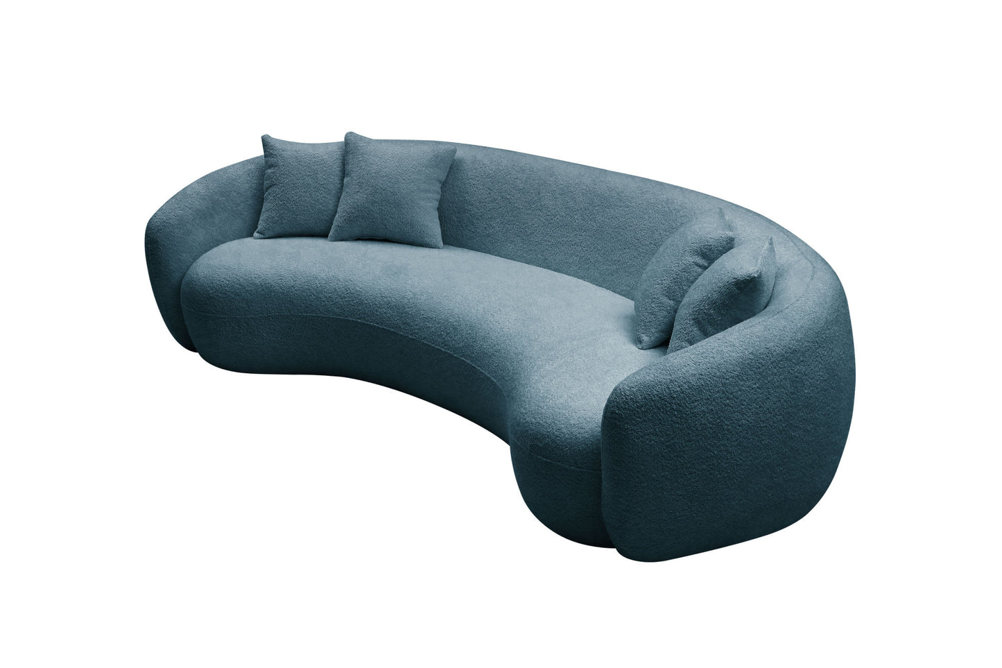 102'' Boucle Sofa Modern Sectional Half Moon Leisure Couch Curved Sofa Teddy Fleece Velet Blue