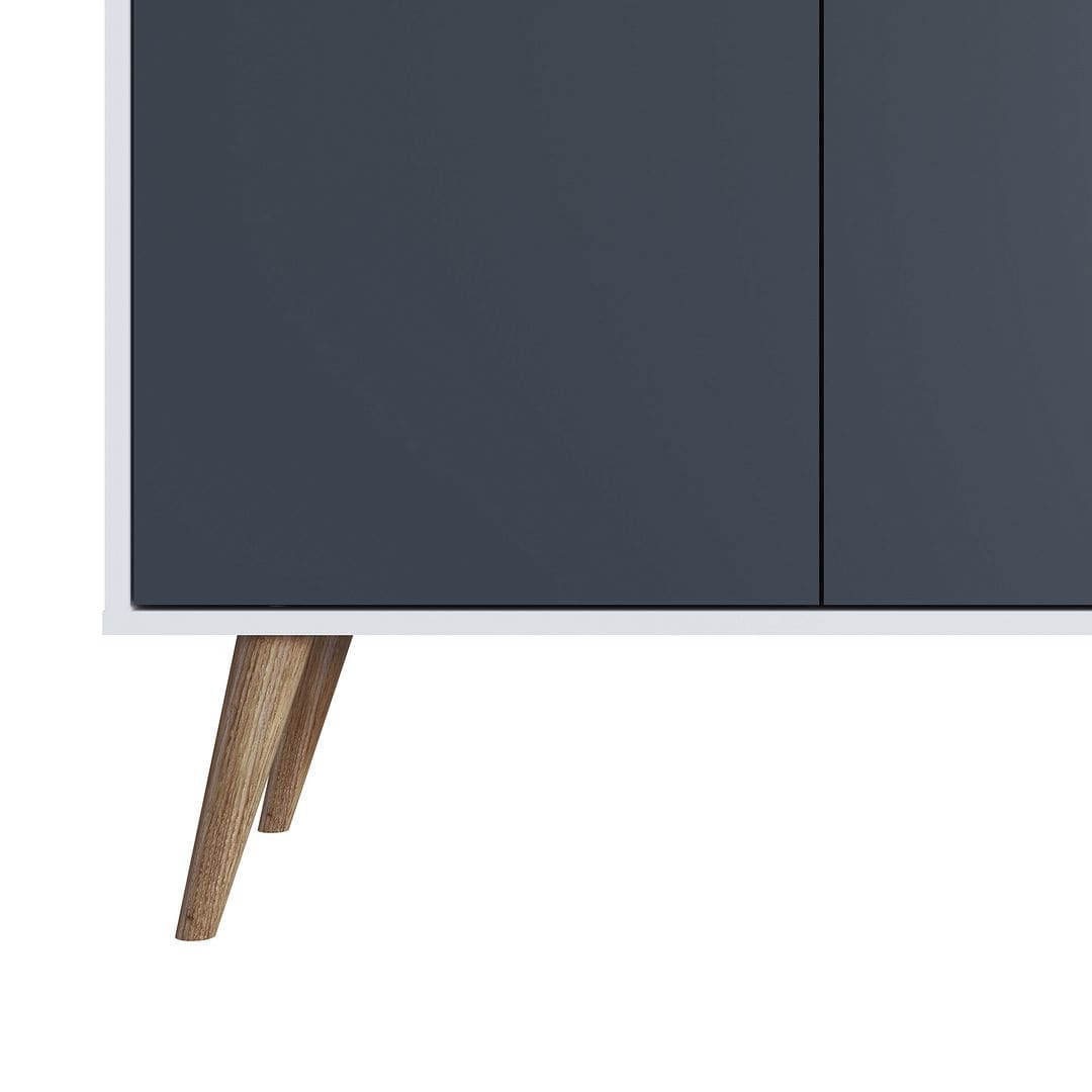 Manhattan Comfort Amber Accent Cabinet with Faux Leather Handles in White and Blue