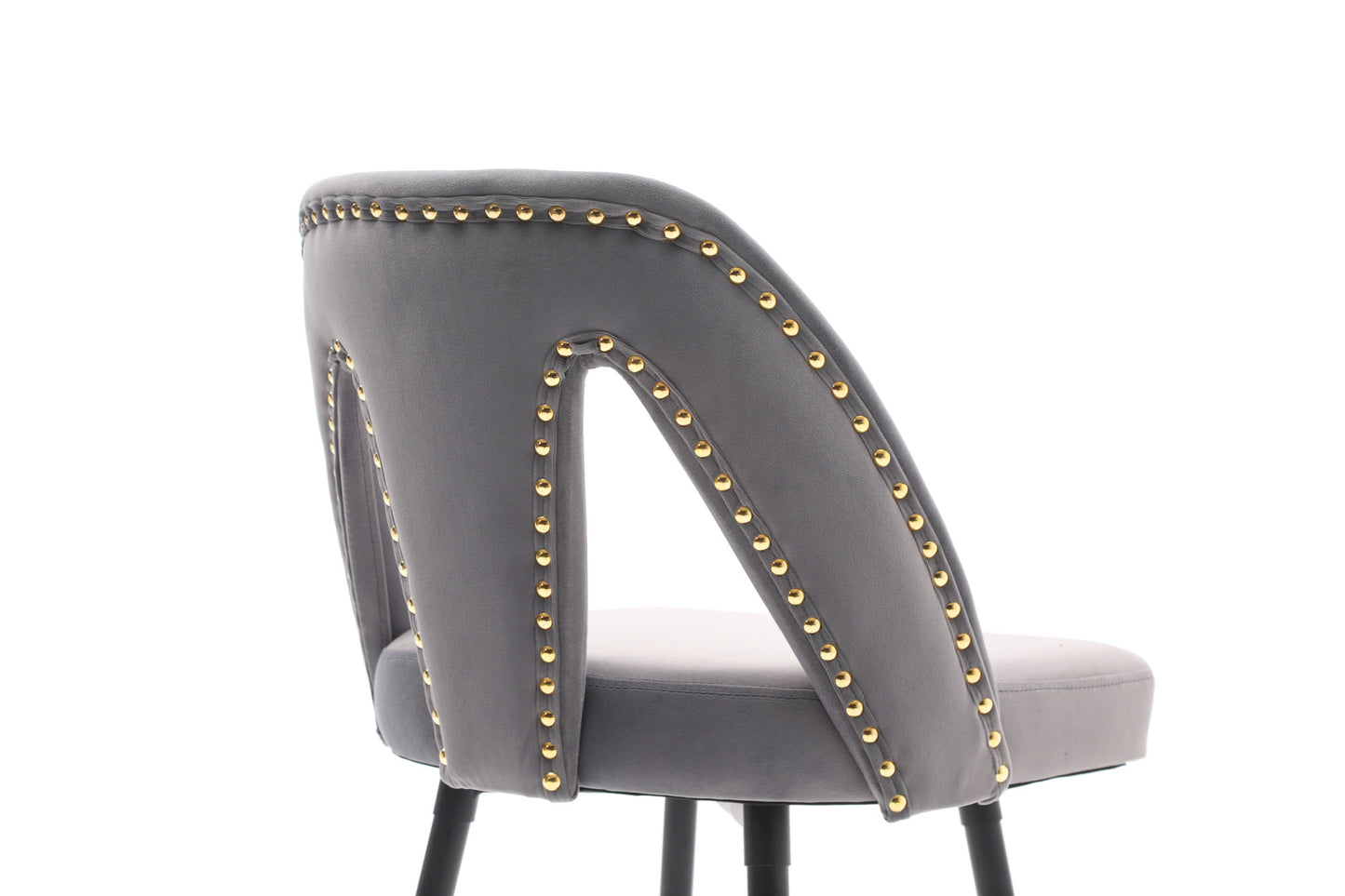 Collection Modern | Contemporary Velvet Upholstered  28\\\" Bar Stool & Counter Stools with Nailheads and Gold Tipped Black Metal Legs,Set of 2