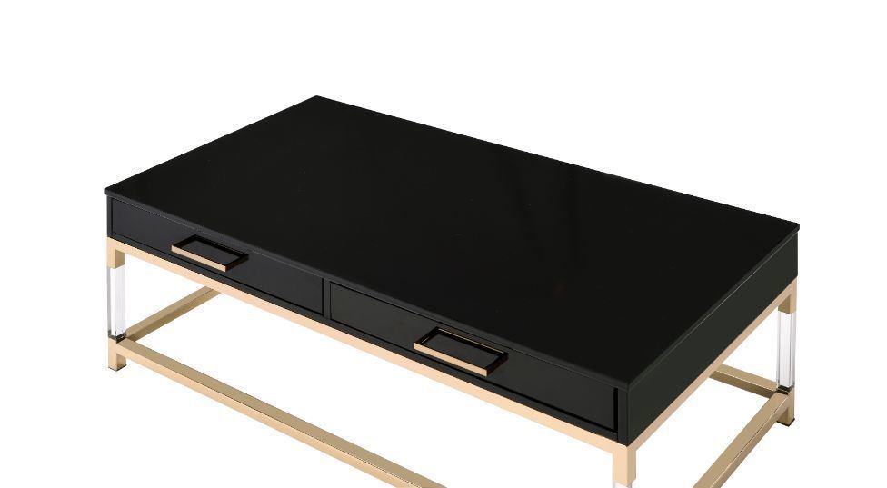 Adiel Coffee Table; Black & Gold Finish
