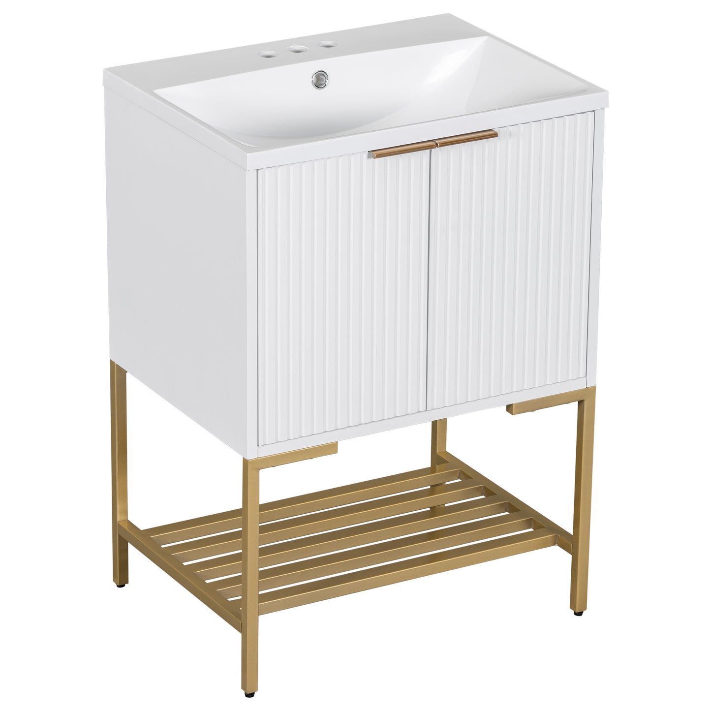 24" Bathroom Vanity with Sink, Bathroom Vanity Cabinet- White