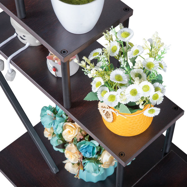 2pcs- 5 Layers Semicircle Iron Wood and Plant Stand