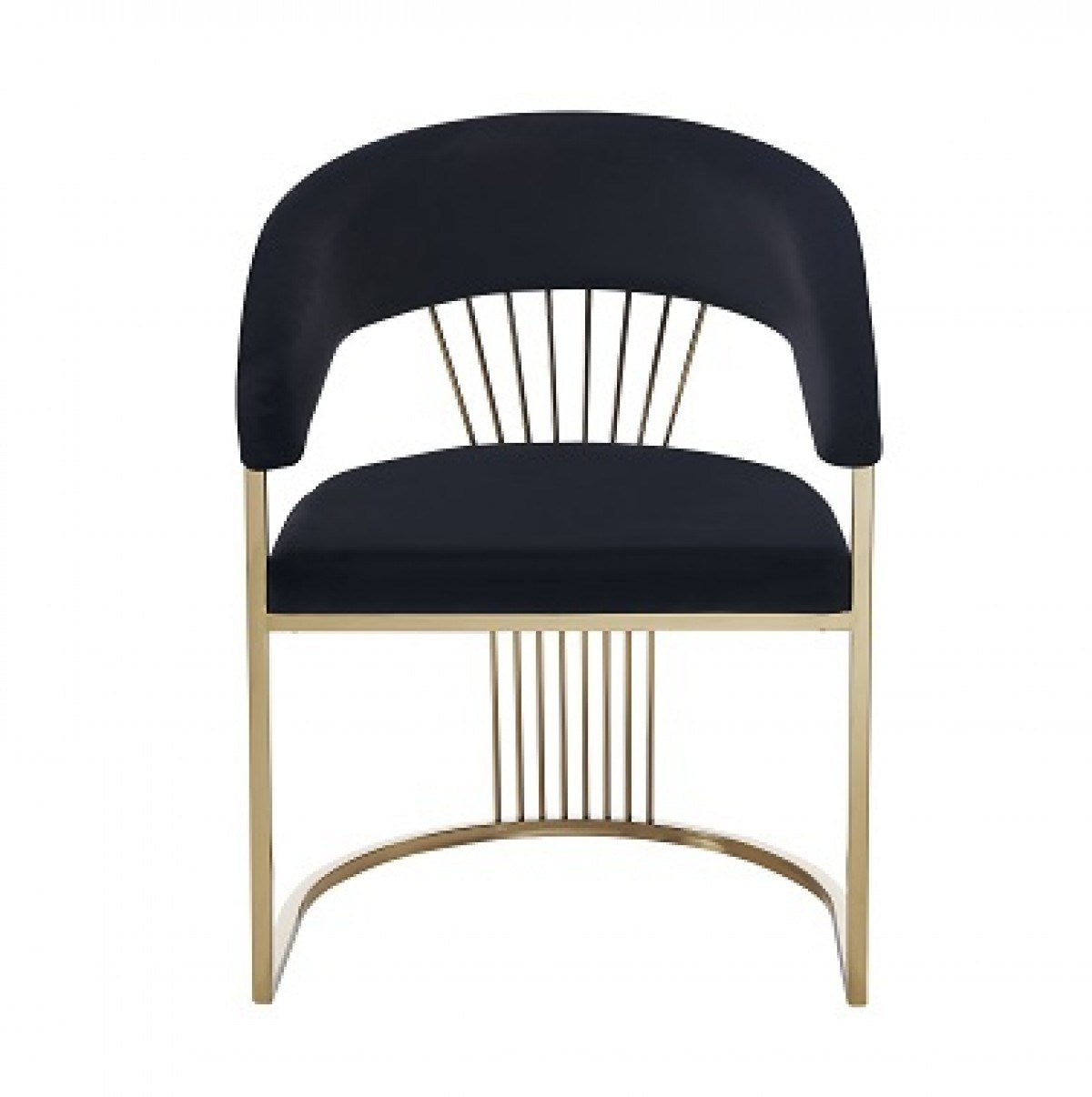 Modrest Linda Modern Black Velvet and Gold Dining Chair