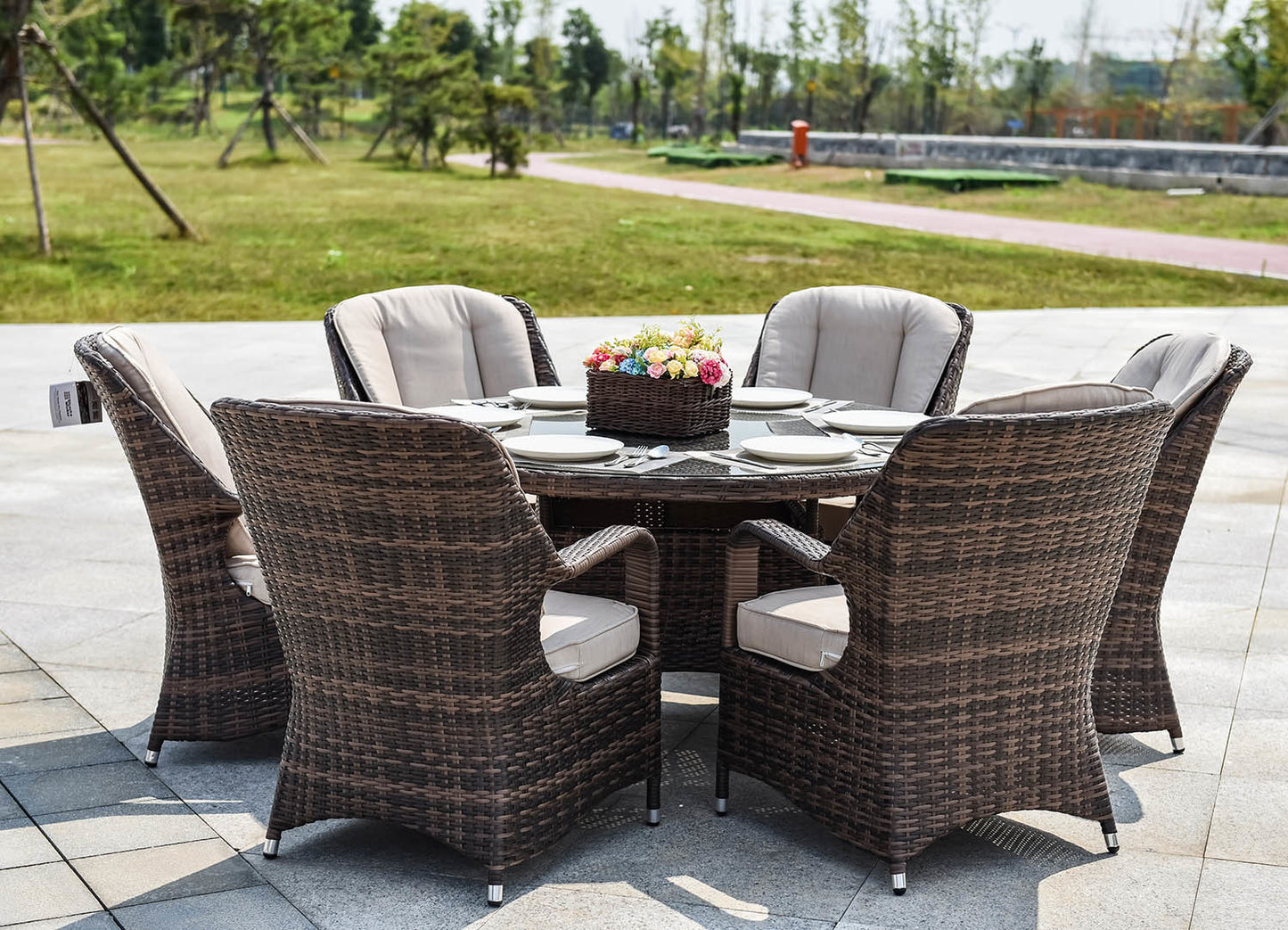 Direct Wicker Cinderella Patio Wicker 7 Piece Round Outdoor Set