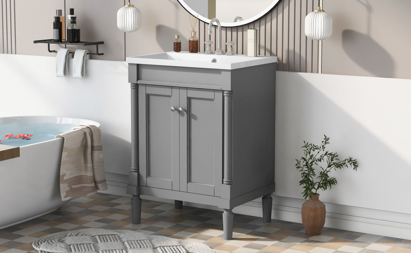 24'' Bathroom Vanity with Top Single Sink