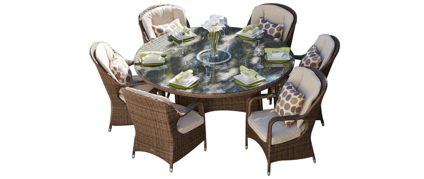Direct Wicker Cinderella Patio Wicker 7 Piece Round Outdoor Set