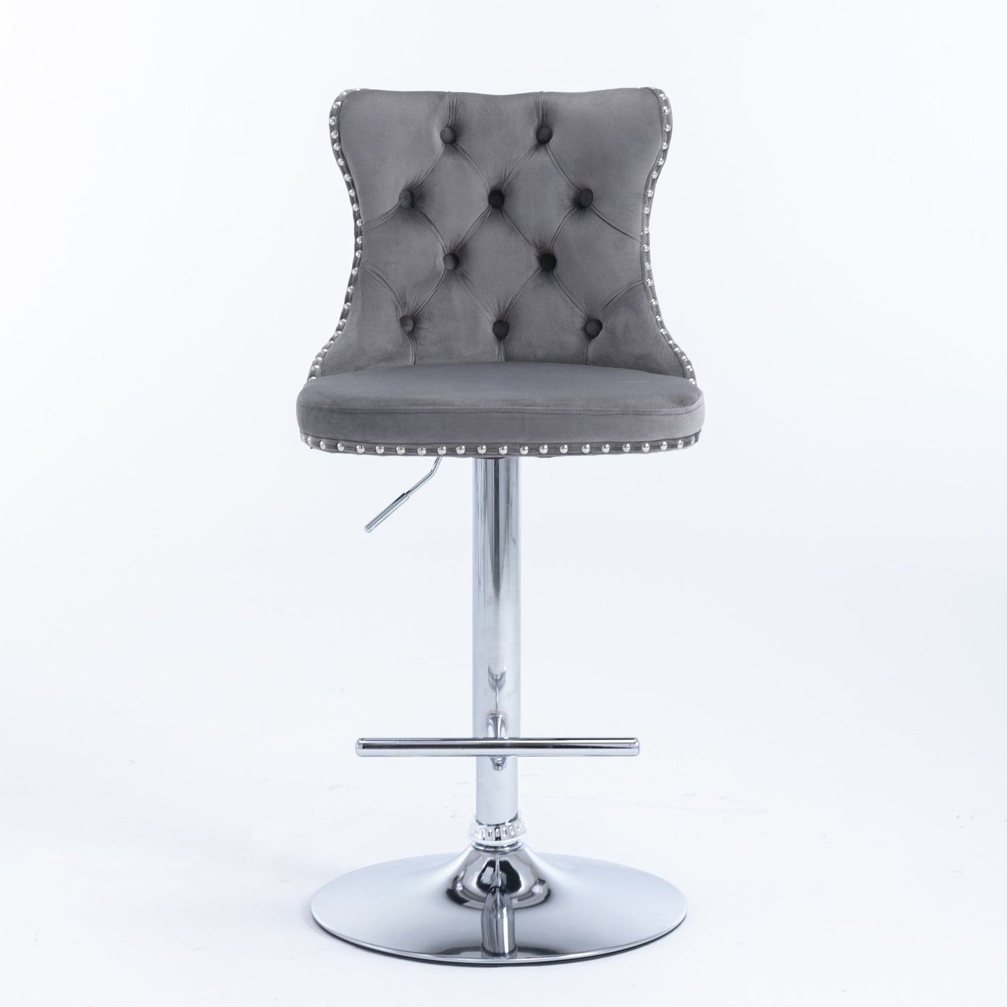 A&A Furniture, Swivel Velvet Barstools - Set of 2