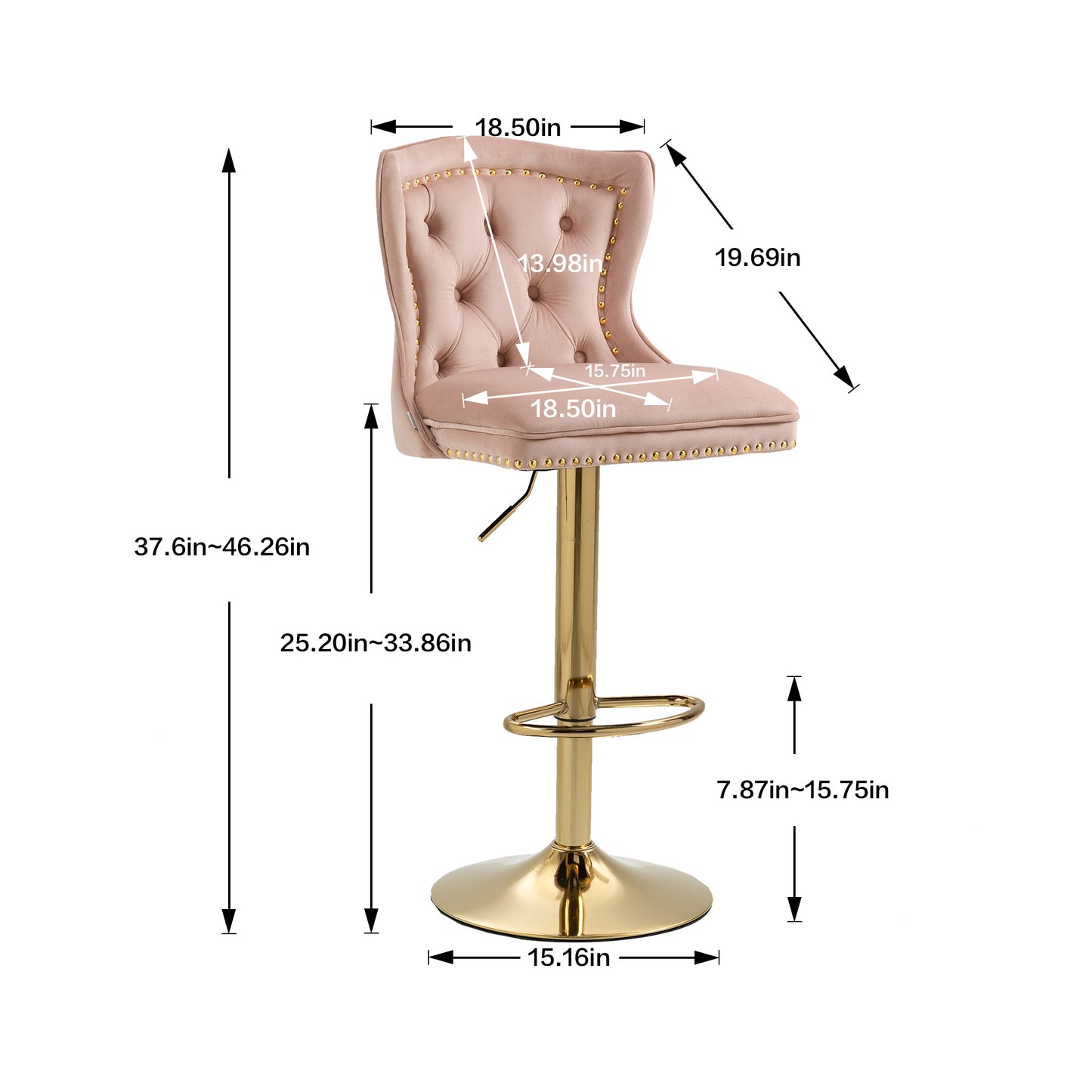 COOLMORE Bar Stools with Back and Footrest Counter Height Dining Chairs 2PC/SET