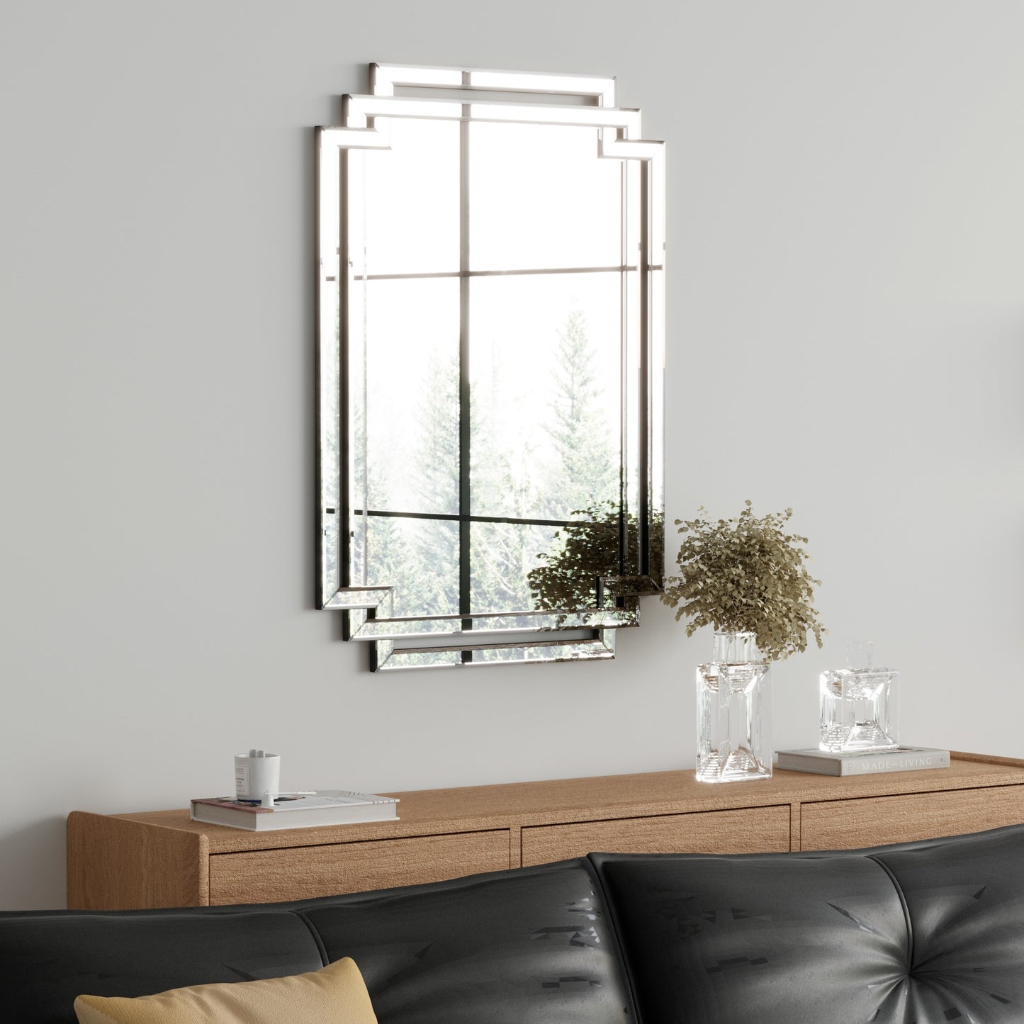 Silver Decorative Rectangular Wall Mirror (clear HD mirror)