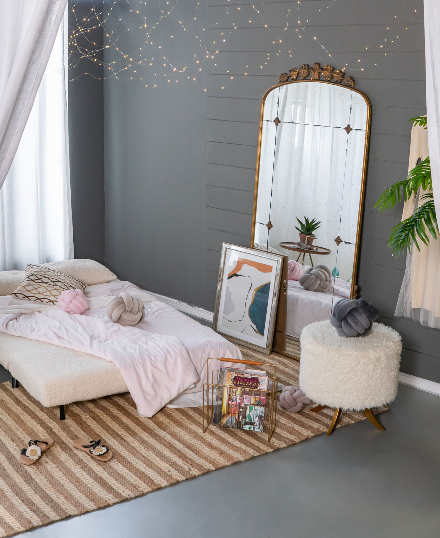 76" x 40" Lavish Full-Length Mirror, Antique Gold Metal Floor Mirror