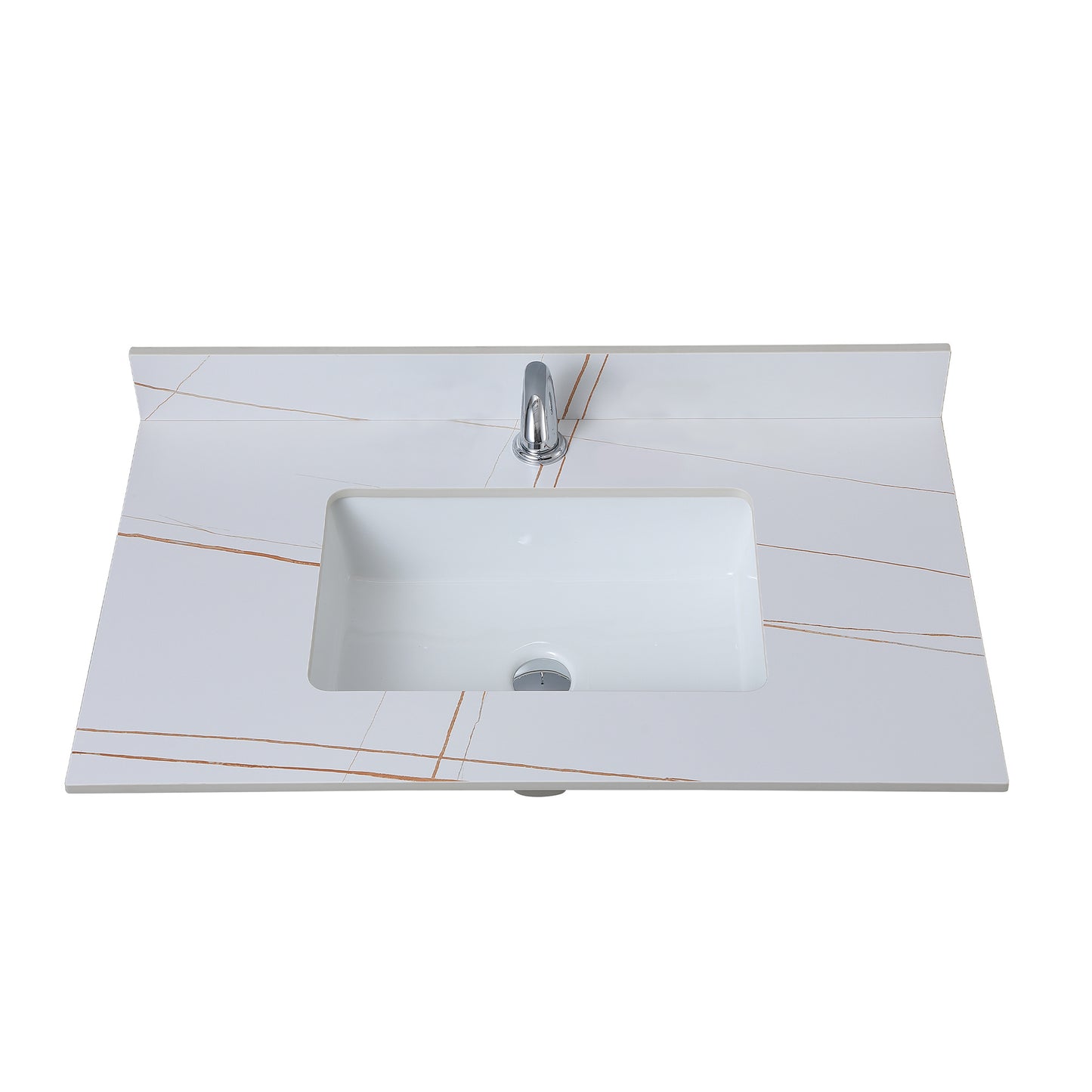 37inch bathroom vanity top stone white gold /black gold new style tops with rectangle undermount ceramic sink and single faucet hole