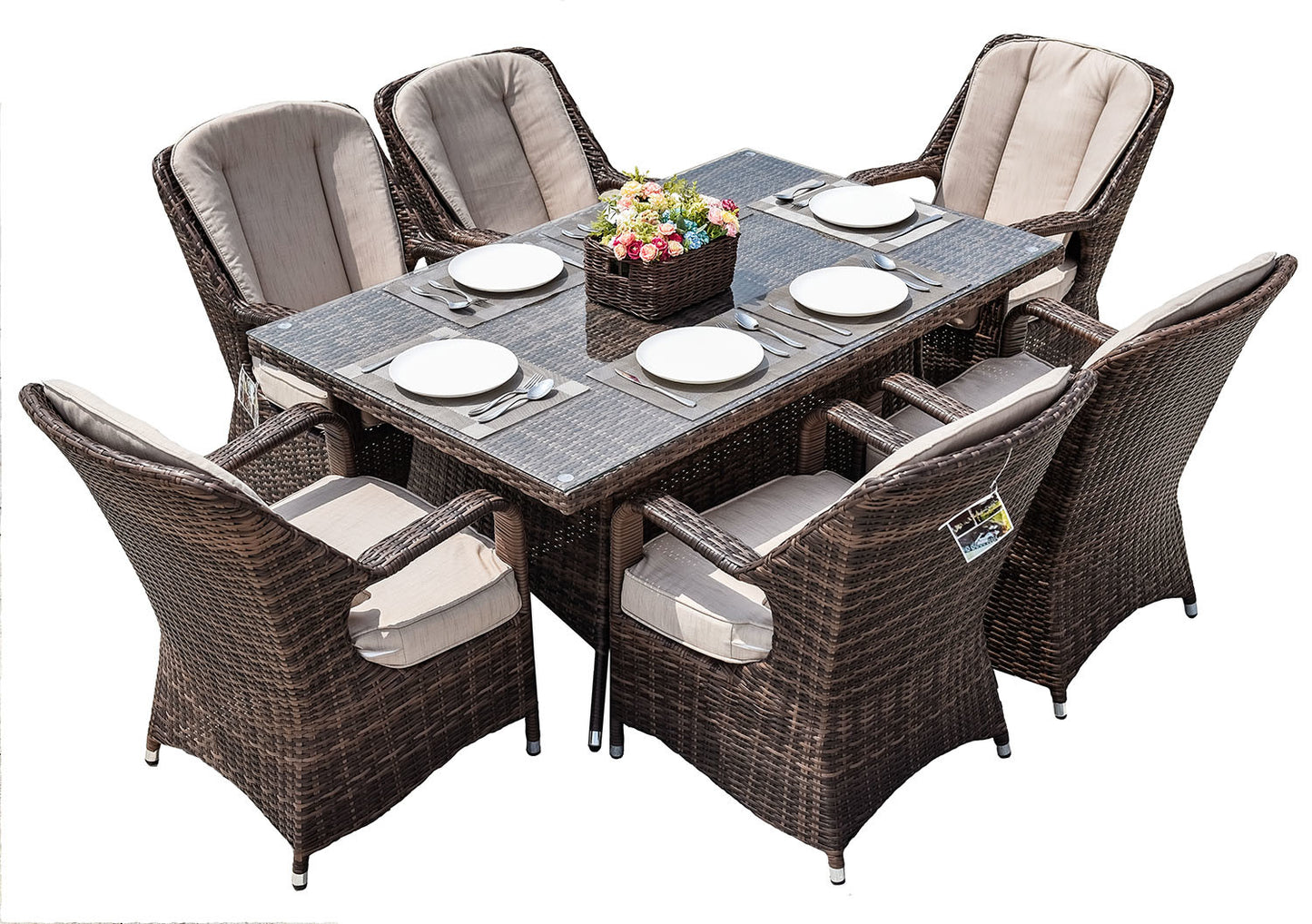 Direct Wicker Cinderella Patio Wicker 7 Piece Round Outdoor Set