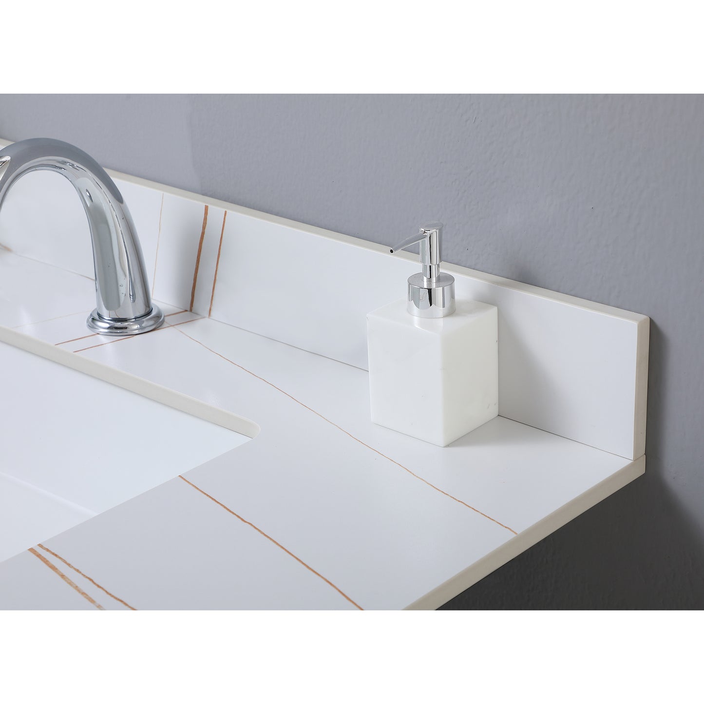 37inch bathroom vanity top stone white gold /black gold new style tops with rectangle undermount ceramic sink and single faucet hole