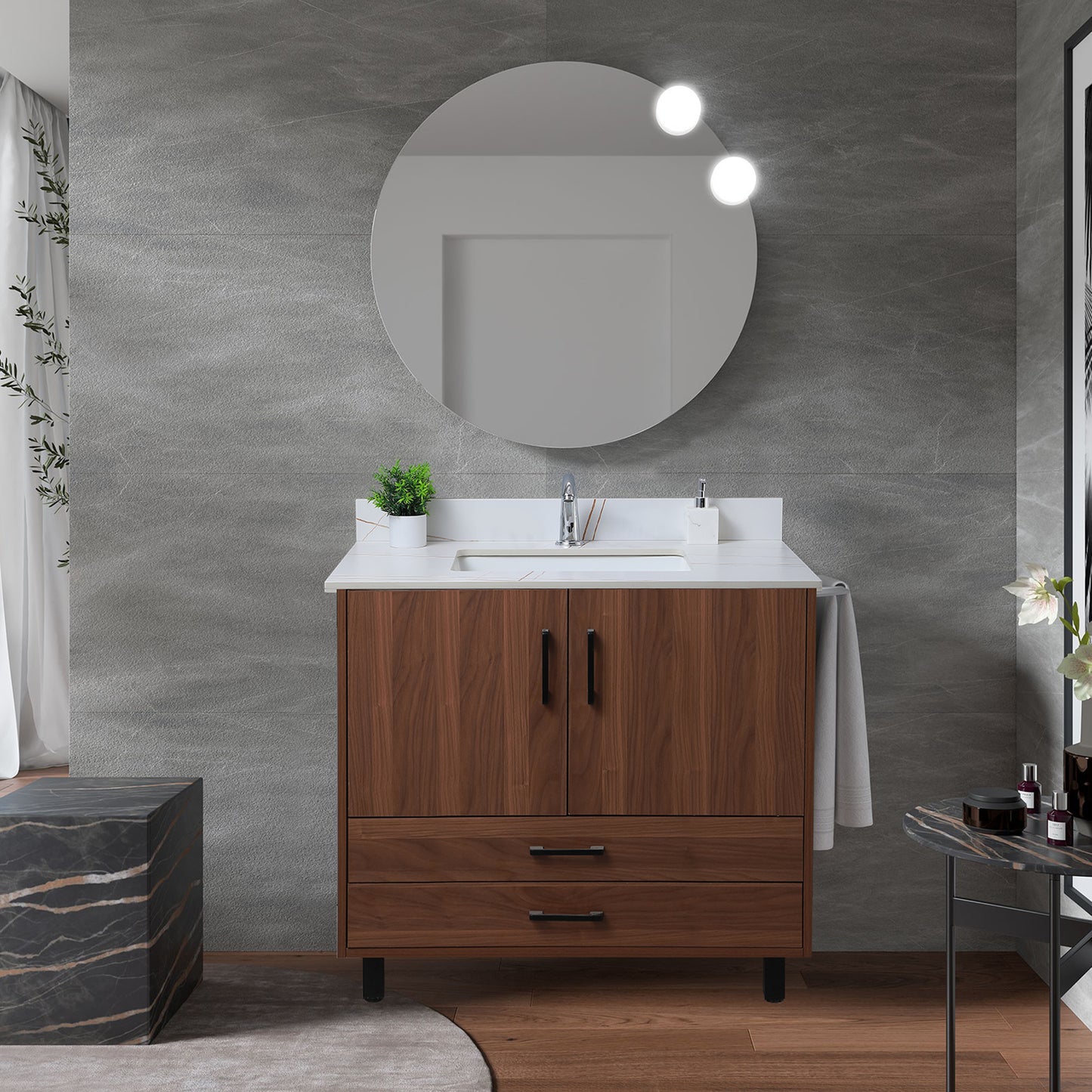 37inch bathroom vanity top stone white gold /black gold new style tops with rectangle undermount ceramic sink and single faucet hole