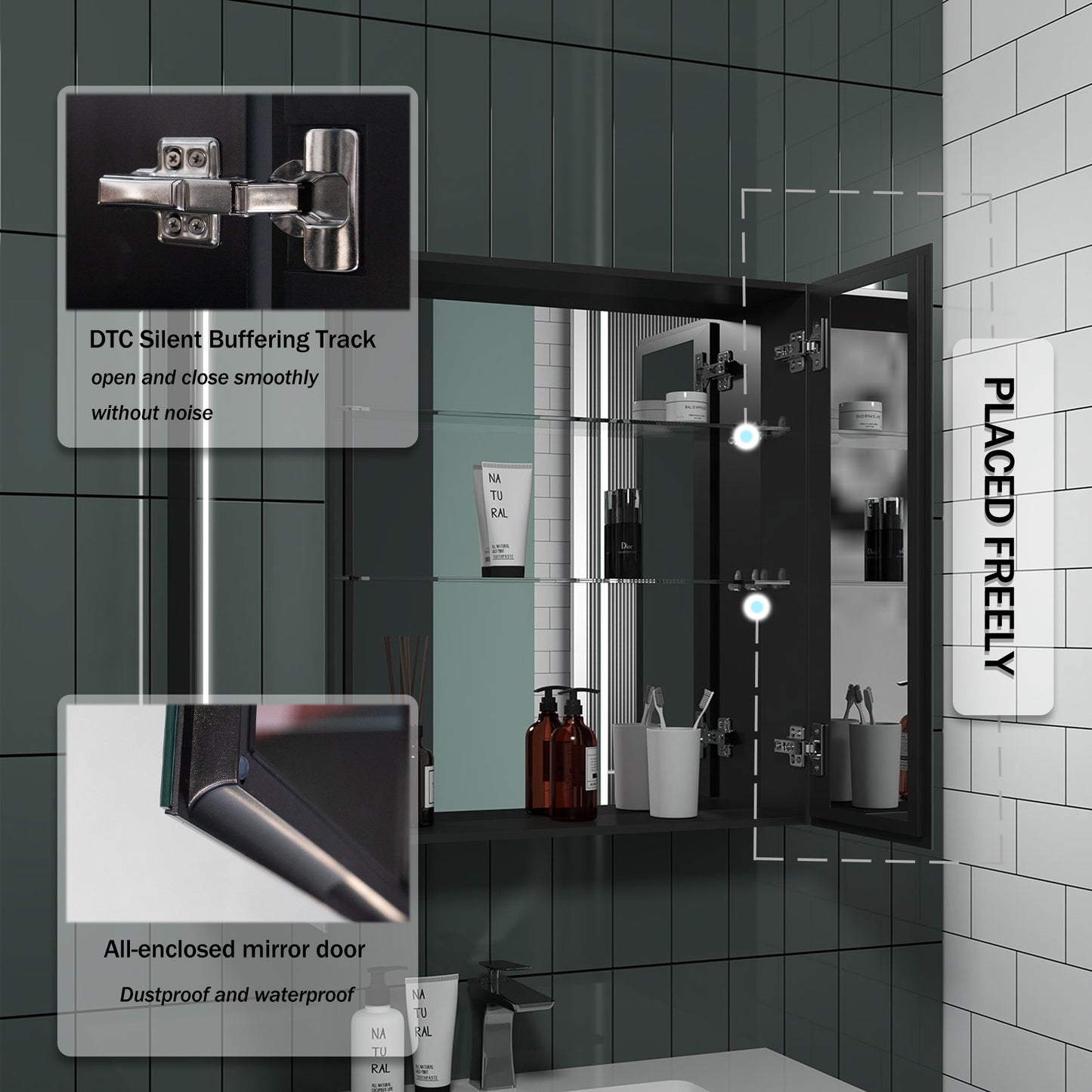 30" W x 26" H Modern Wall Mounted LED Frontlit Bathroom Mirror Temperature Adjustable, Memory Touch Switch
