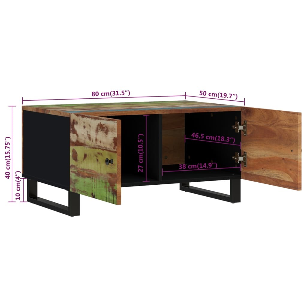 Coffee Table 31.5"x19.7"x15.7" Solid Wood Reclaimed&Engineered Wood