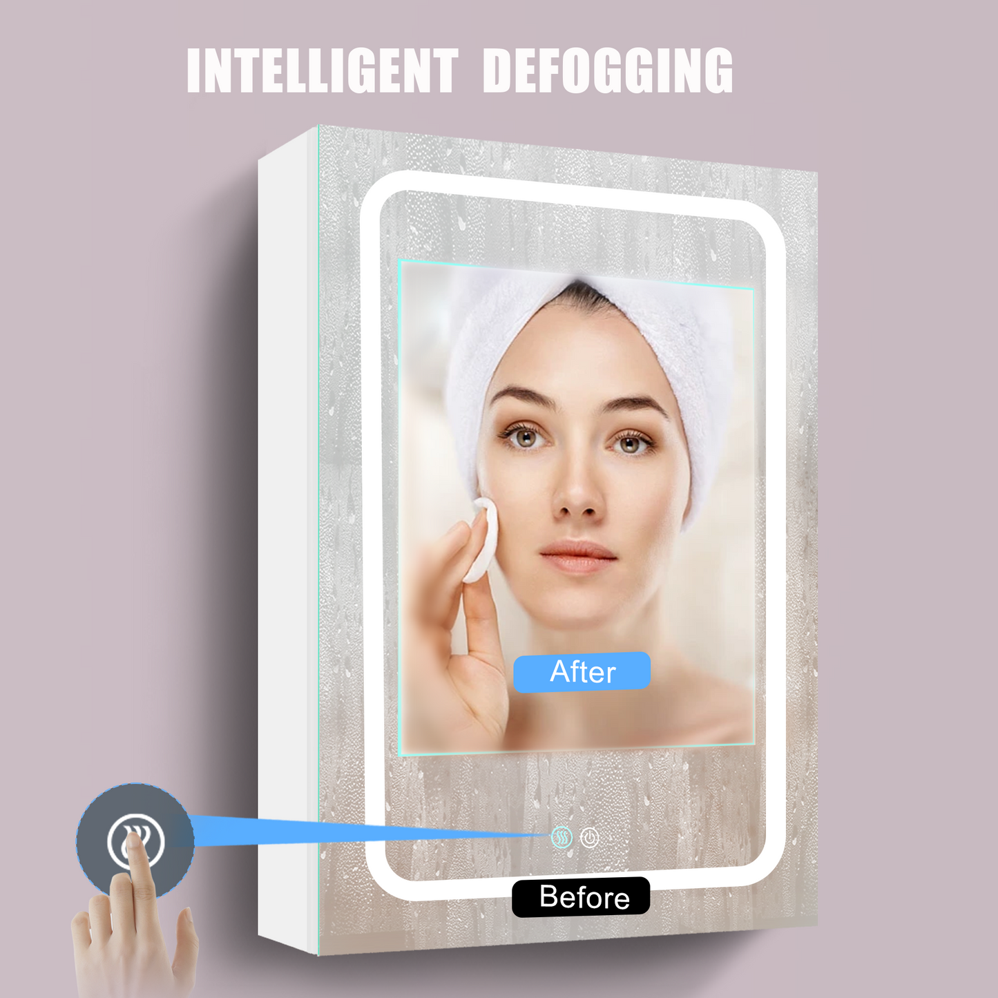 30x20 inch LED Bathroom Medicine Mirror Surface Mounted Unit With Lighted Mirror White Left Open