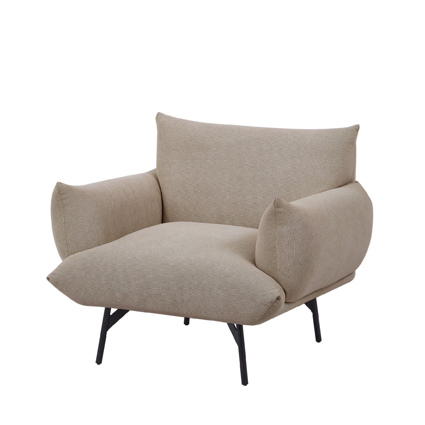 Oversized Living Room Accent Armchair Upholstered-Single Sofa Chair, Mid-Century Modern Comfy Fabric Armchair with Metal Leg