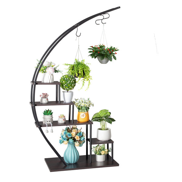 2pcs- 5 Layers Semicircle Iron Wood and Plant Stand