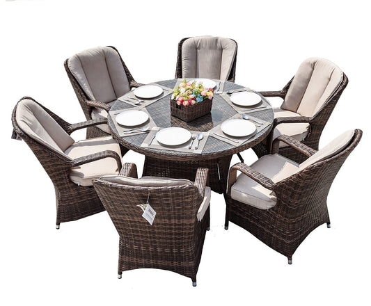 Direct Wicker Cinderella Patio Wicker 7 Piece Round Outdoor Set