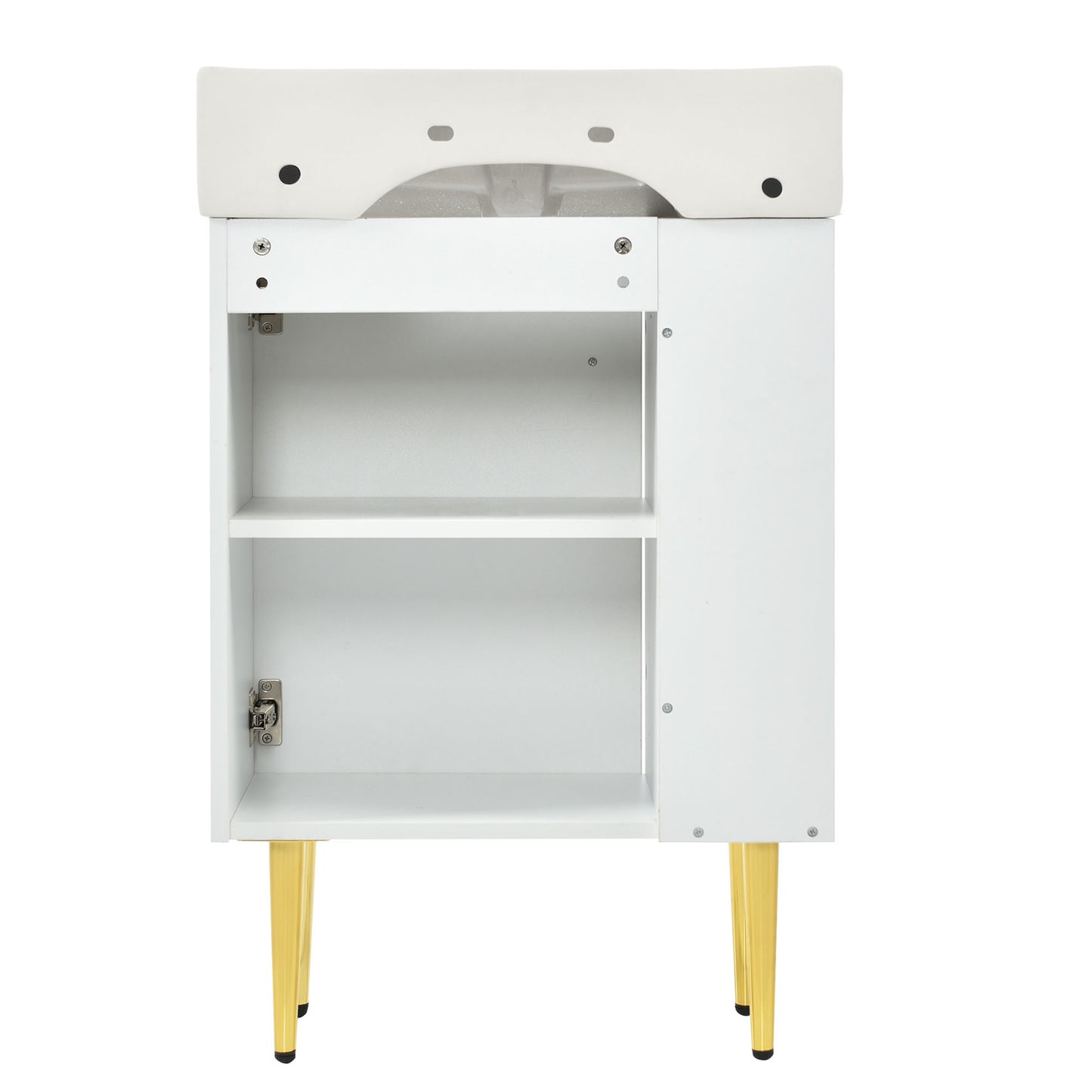 21.6" white Bathroom vanity, Combo -Single Ceramic Sink, Left side storage