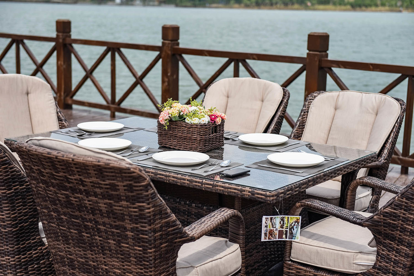 Direct Wicker Cinderella Patio Wicker 7 Piece Round Outdoor Set