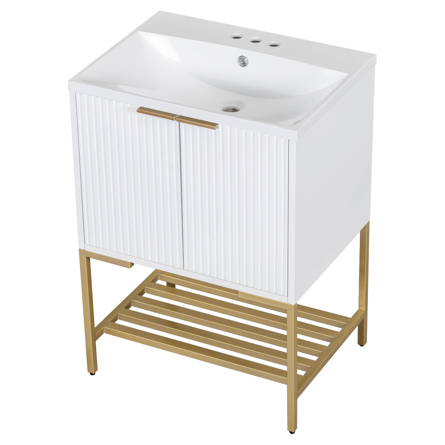 24" Bathroom Vanity with Sink, Bathroom Vanity Cabinet- White
