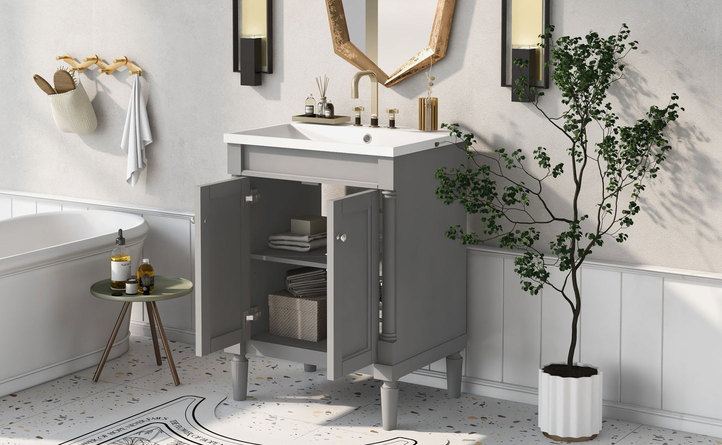 24'' Bathroom Vanity with Top Single Sink