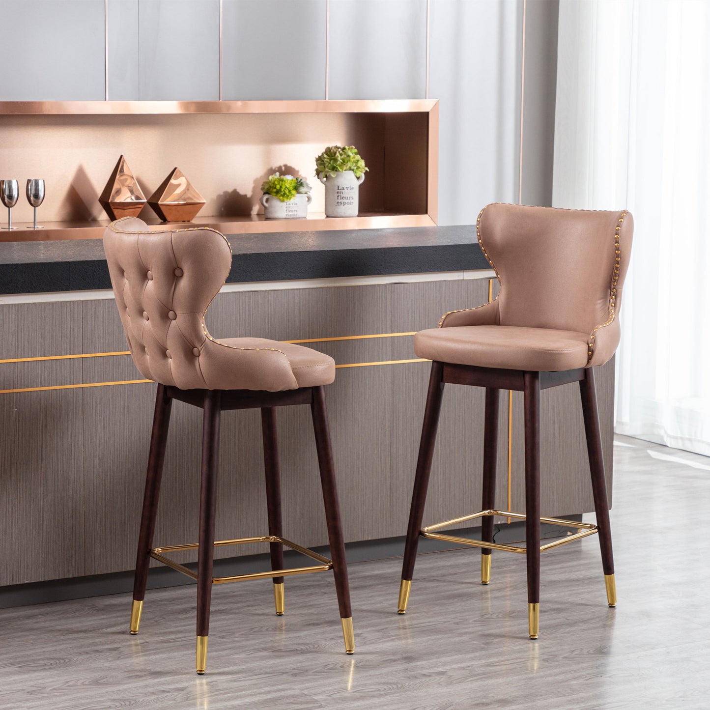 Khaki Bar stools; Set of 2