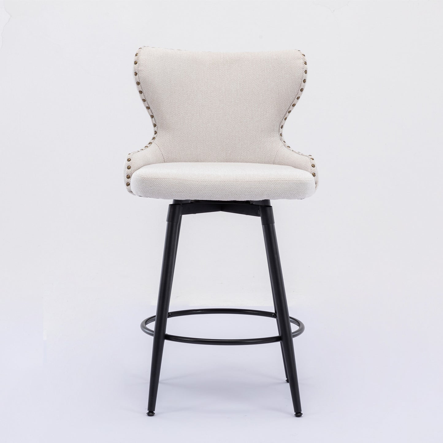 Modern Linen Wing Back bar Stoolss; Set of 2 (Beige)
