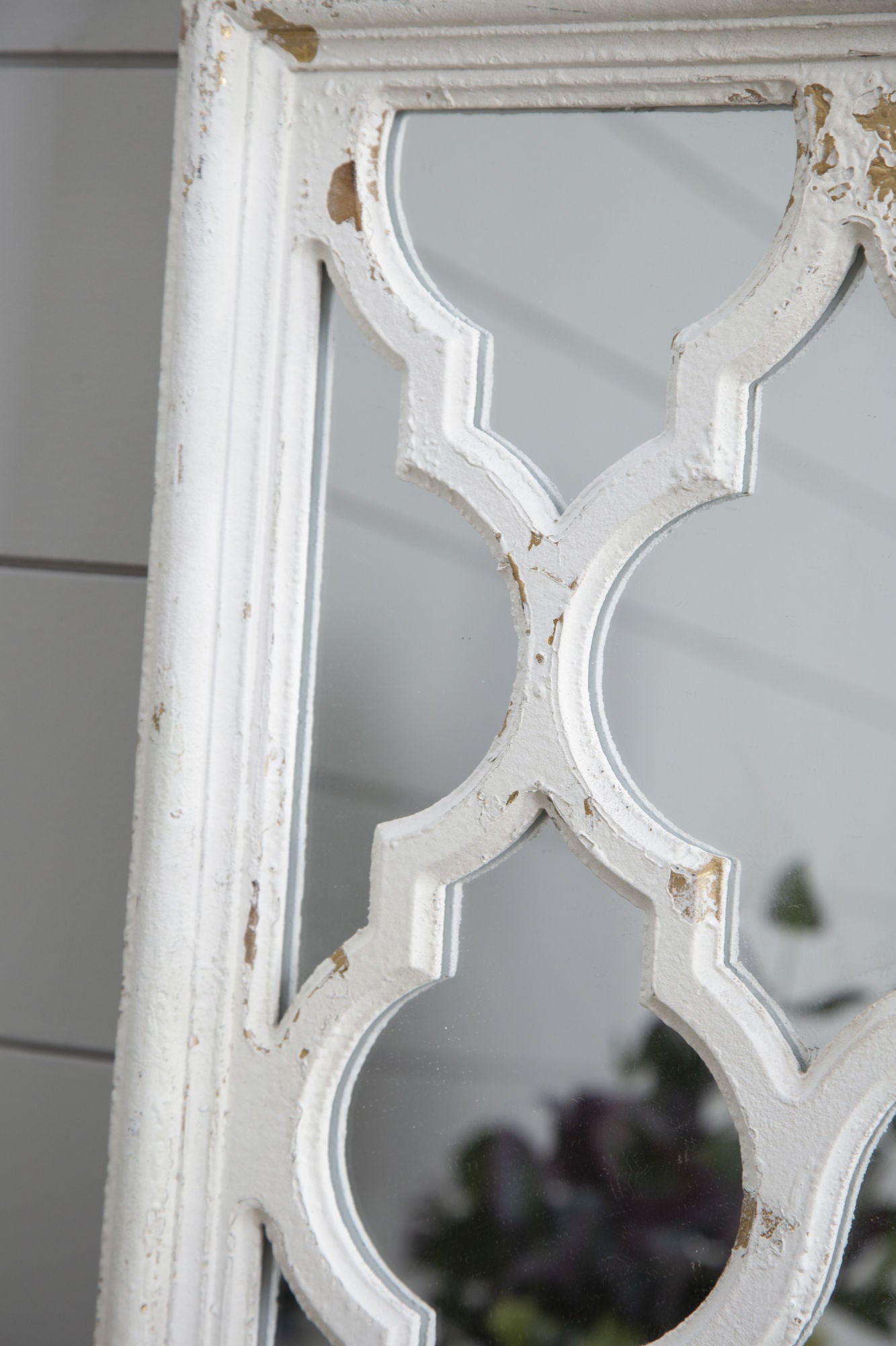 24" x 60" Distressed White Floor Mirror, Full Body Mirror