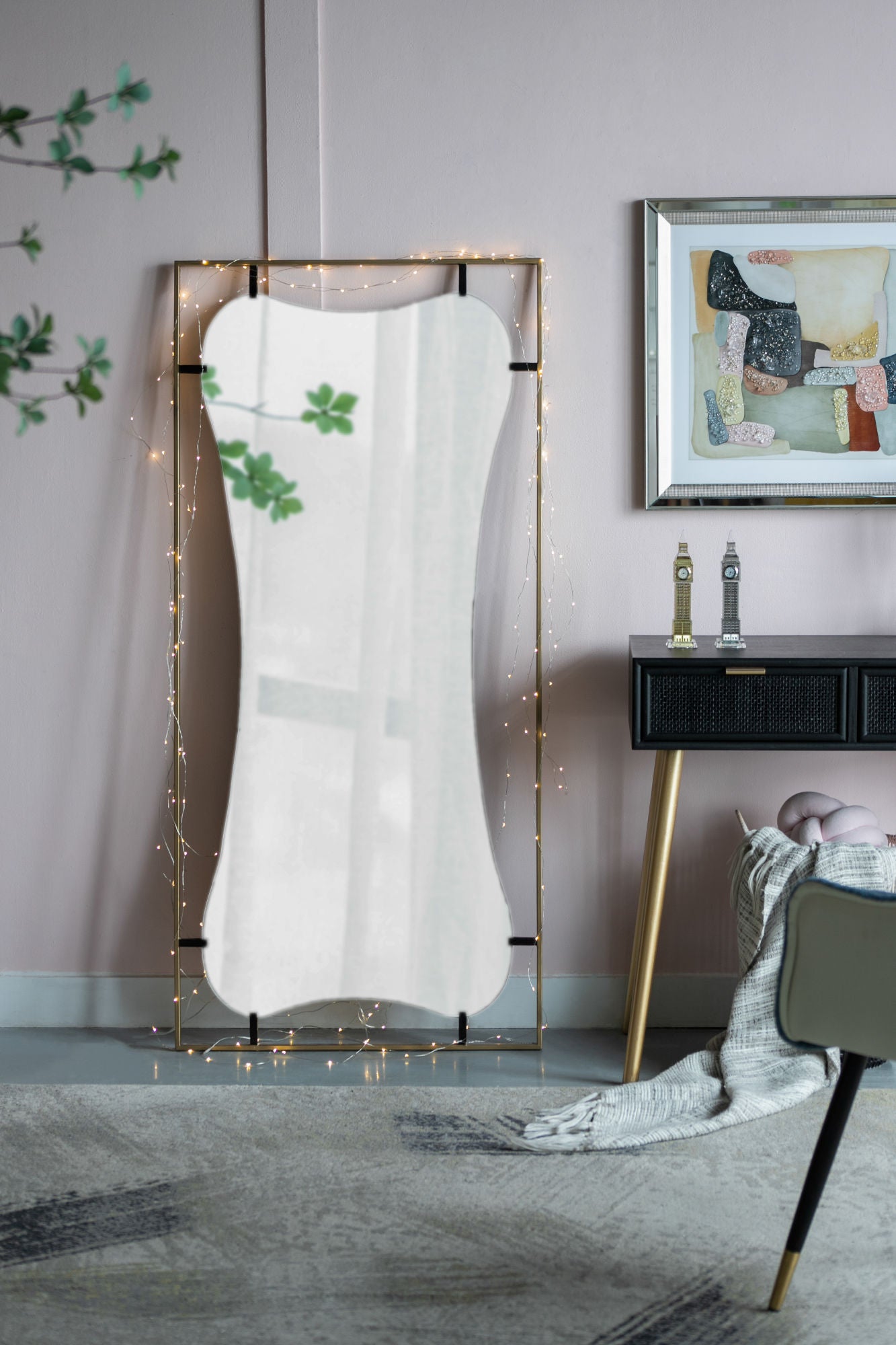 28x1.5x60" Poppy Mirror with Gold Metal Frame