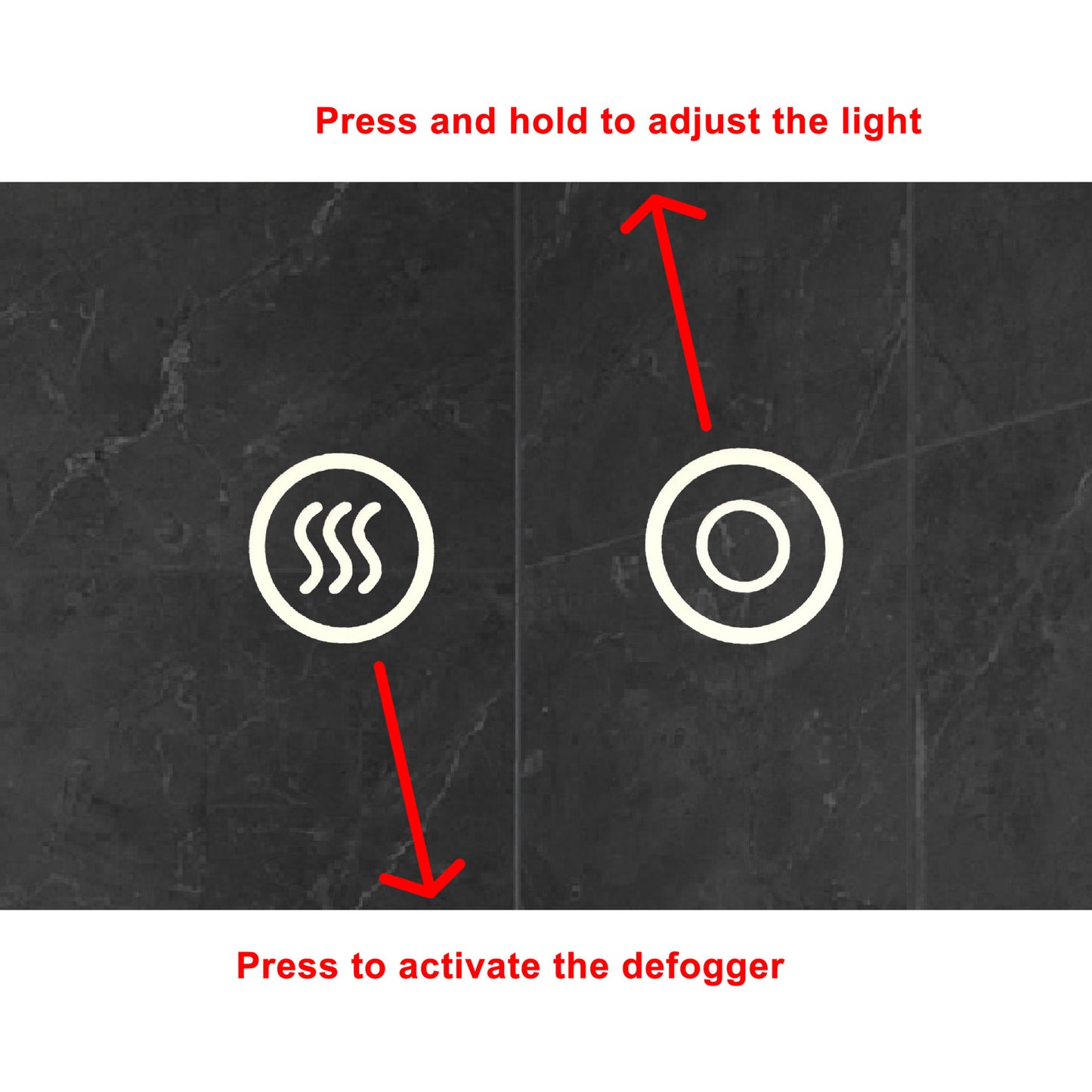 32 x 32 Inch Round Frameless LED Illuminated Bathroom Mirror; Touch Button Defogger; Metal; Frosted Edges; Silver