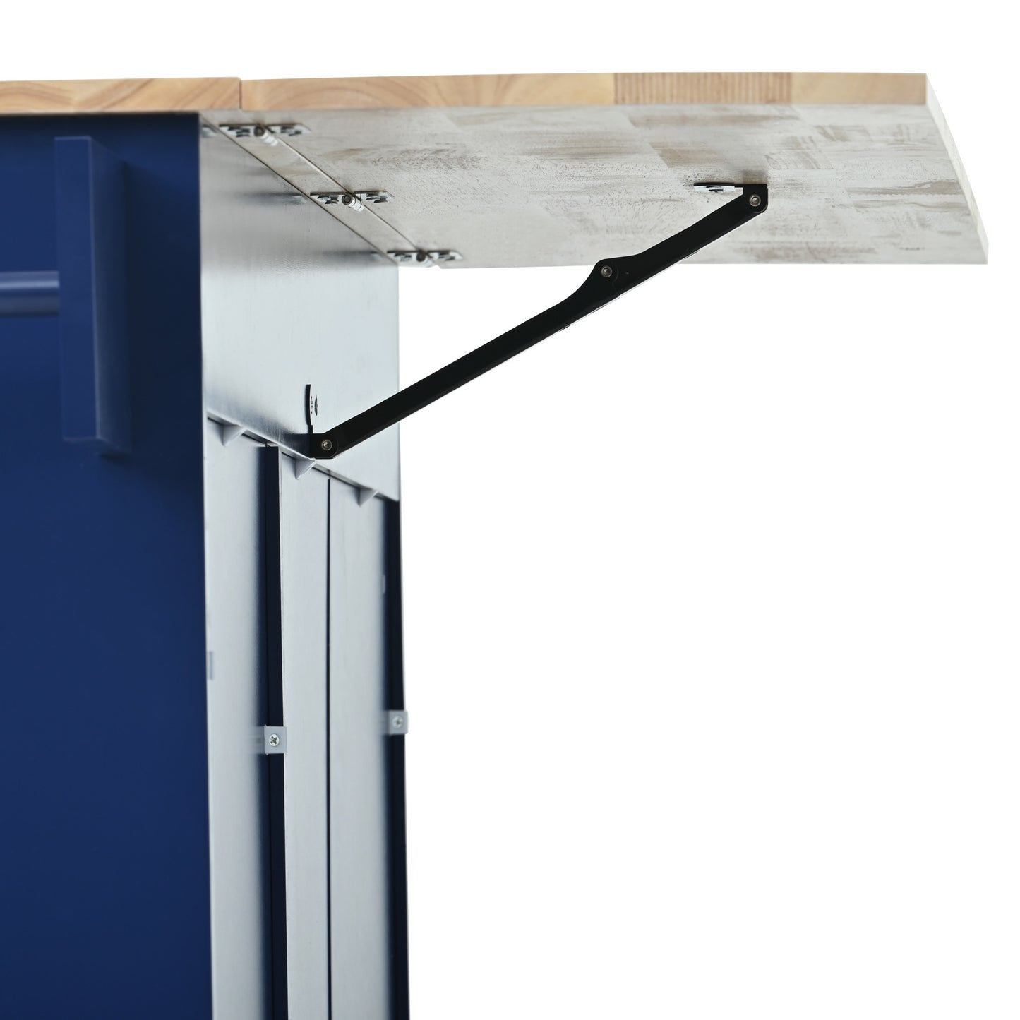 Rolling Mobile Kitchen Island with Drop Leaf - Solid Wood Top Dark blue)