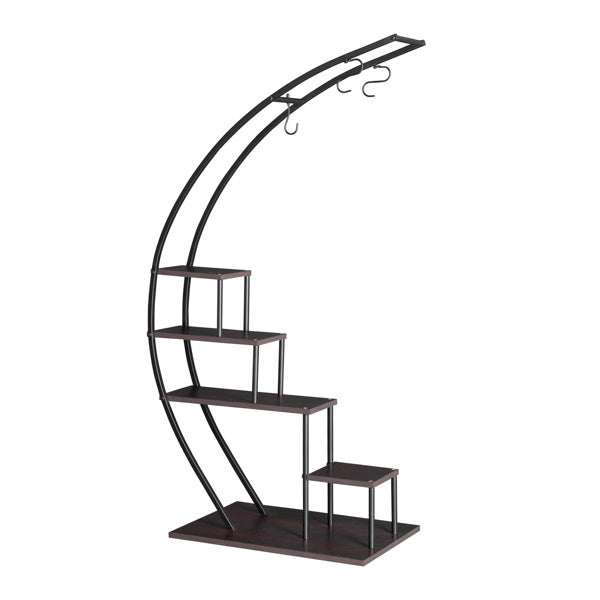 2pcs- 5 Layers Semicircle Iron Wood and Plant Stand