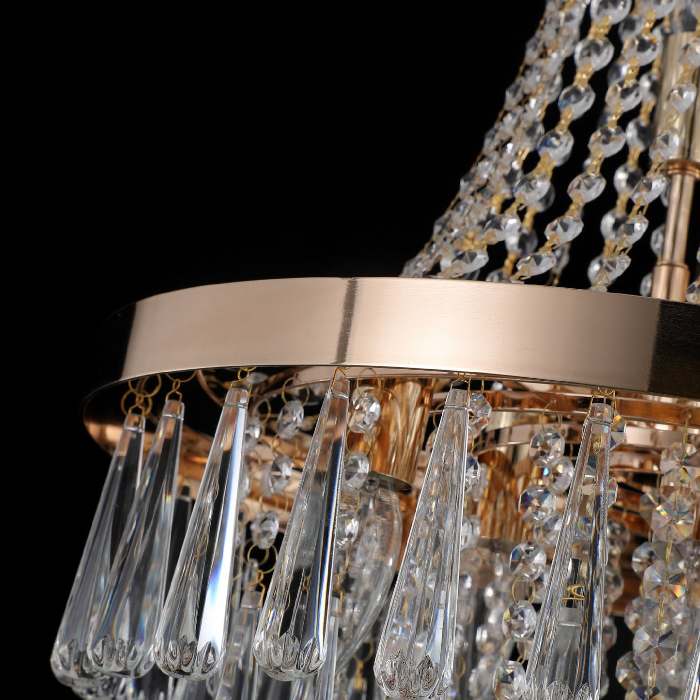 Gold Crystal Chandeliers, Large Contemporary Luxury Ceiling Lighting