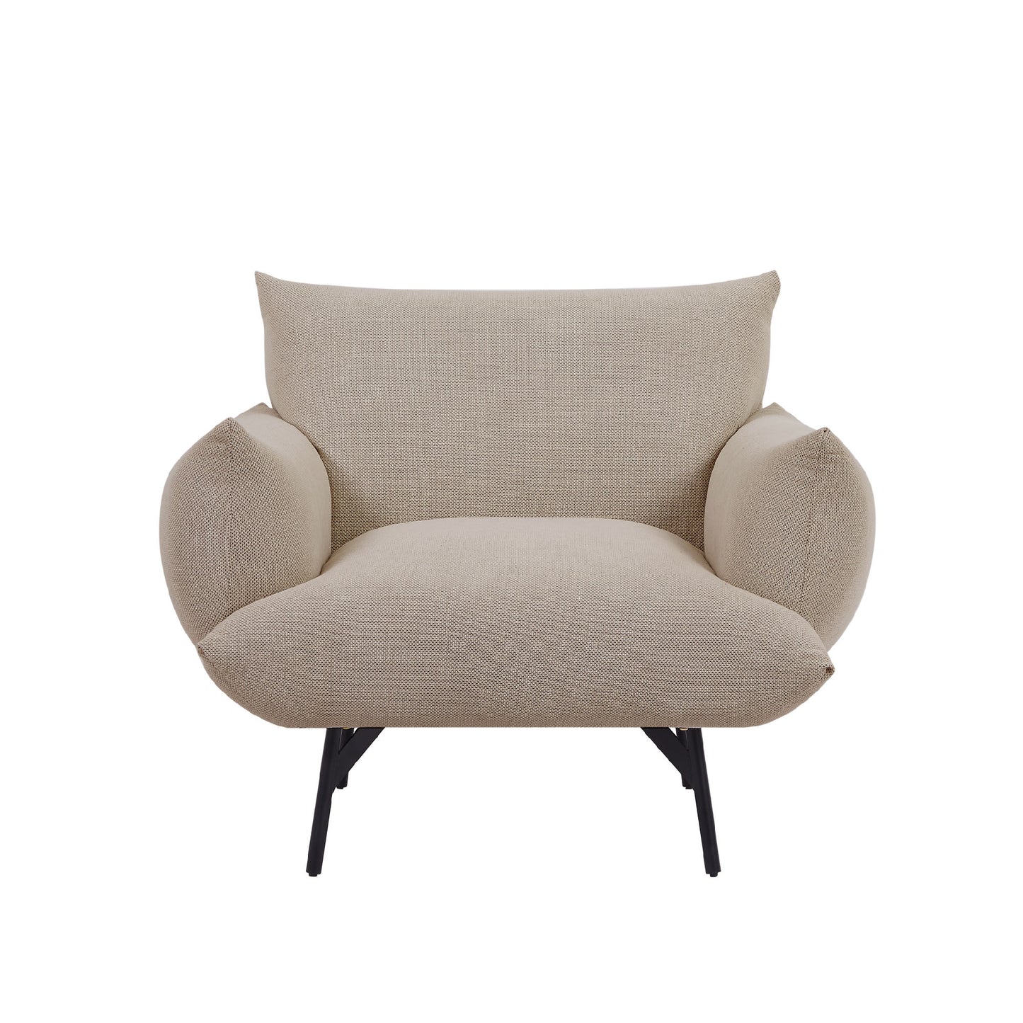Oversized Living Room Accent Armchair Upholstered-Single Sofa Chair, Mid-Century Modern Comfy Fabric Armchair with Metal Leg