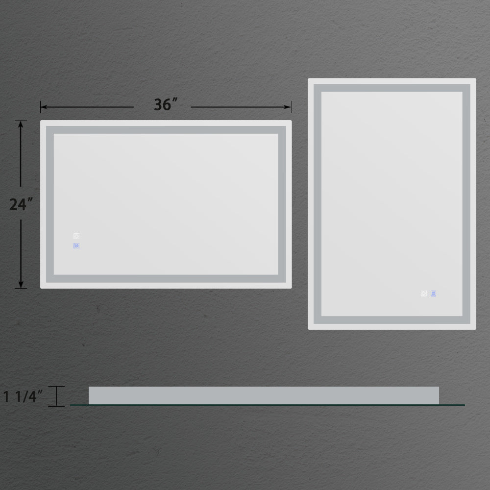 LED Bathroom Vanity Mirror with Light,24*36 inch, Anti Fog, Dimmable,Color Temper 5000K,Backlit + Front Lit,Both Vertical and Horizontal Wall Mounted Vanity Mirror(24x36)