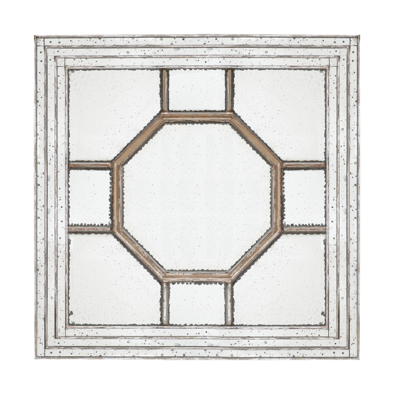 48"x48" Antique Style Decorative Square Wall Mirror with Mirrored Frame