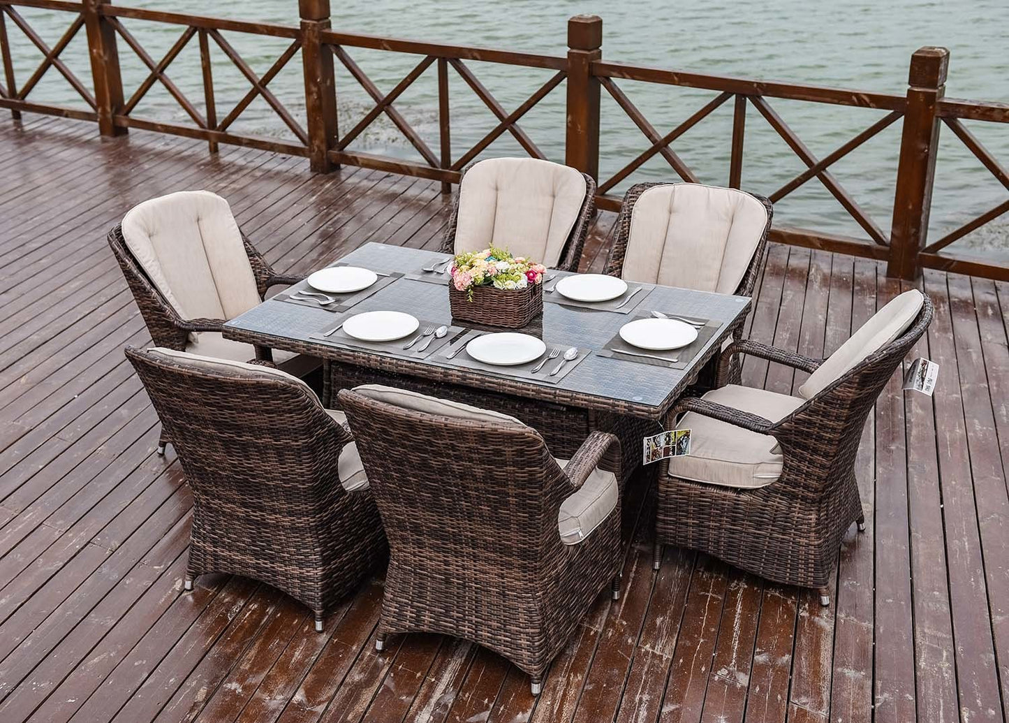 Direct Wicker Cinderella Patio Wicker 7 Piece Round Outdoor Set