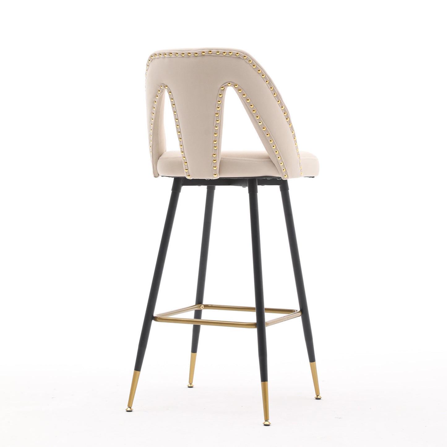 Collection Modern | Contemporary Velvet Upholstered  28\\\" Bar Stool & Counter Stools with Nailheads and Gold Tipped Black Metal Legs,Set of 2