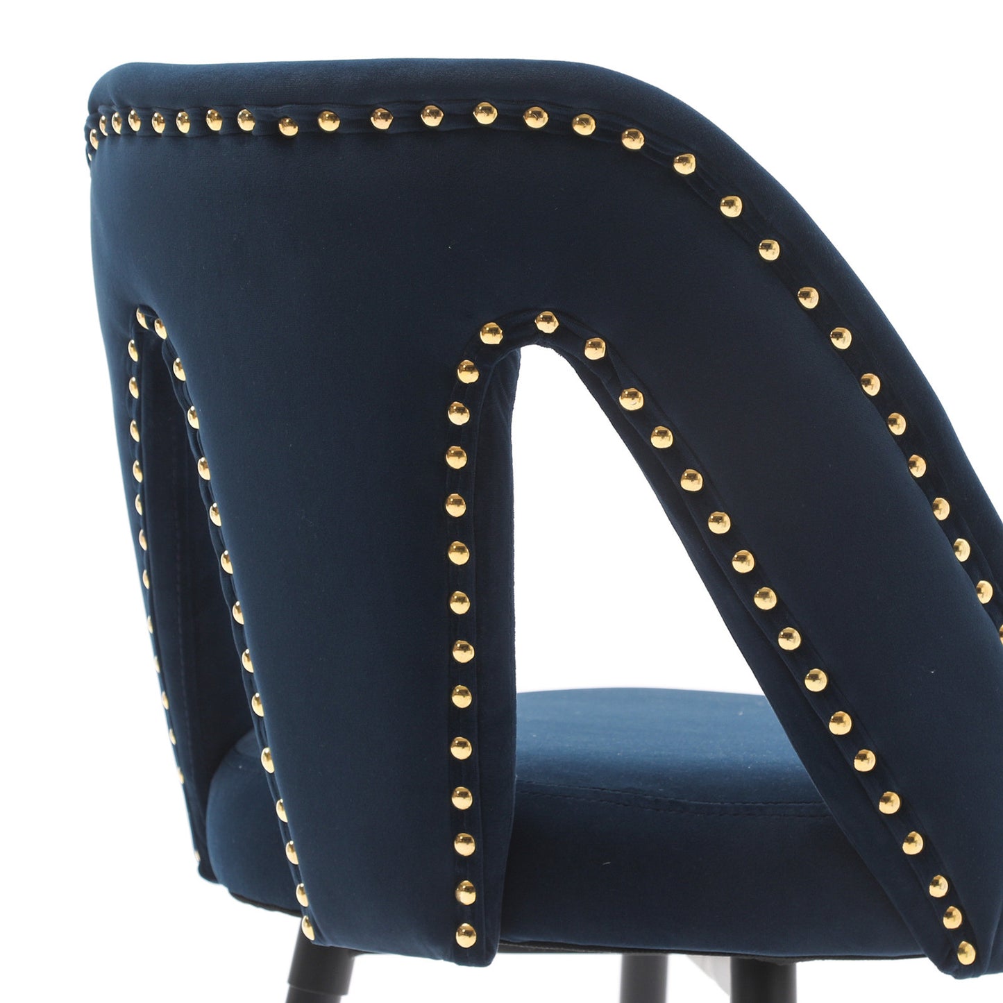 Collection Modern | Contemporary Velvet Upholstered  28\\\" Bar Stool & Counter Stools with Nailheads and Gold Tipped Black Metal Legs,Set of 2