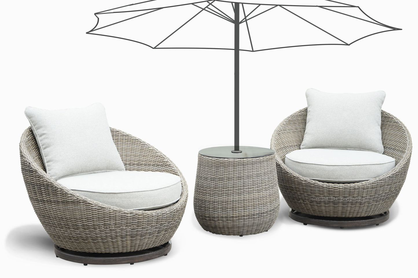 Cozy Outdoor - 3 Set  - All-Weather Resin Wicker, Powder-Coated Aluminum, Fully Assembled