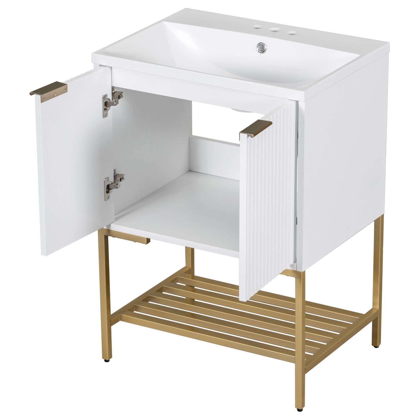 24" Bathroom Vanity with Sink, Bathroom Vanity Cabinet- White