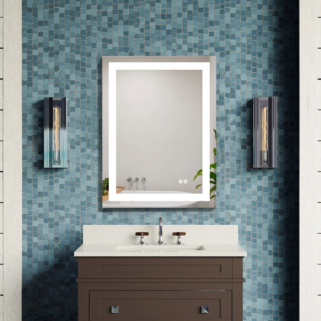 Frameless Rectangular LED Light Bathroom Vanity Mirror