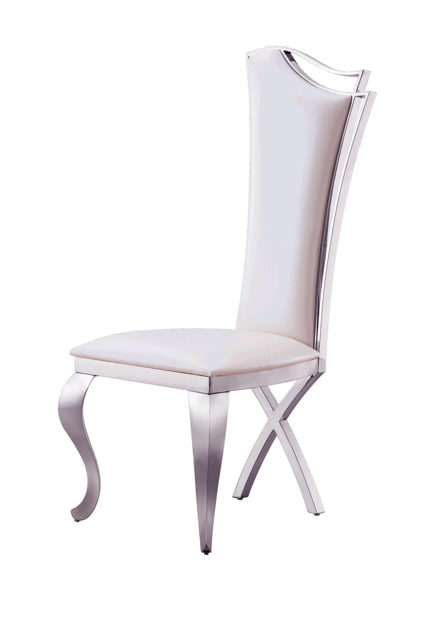 Leatherette Unique Design Backrest Dining Chair with Stainless Steel Legs Set of 2