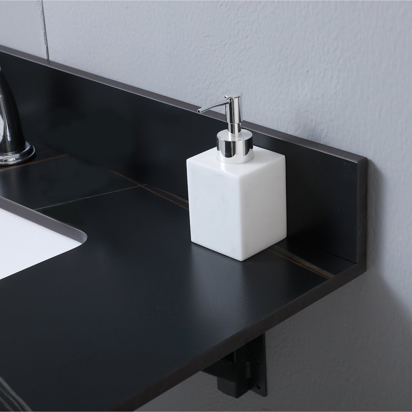 37inch bathroom vanity top stone white gold /black gold new style tops with rectangle undermount ceramic sink and single faucet hole